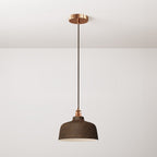 Hängeleuchte komplett mit Stoffkabel, Coppa-Keramikschirm und Metallveredelungen – Corten-Effekt