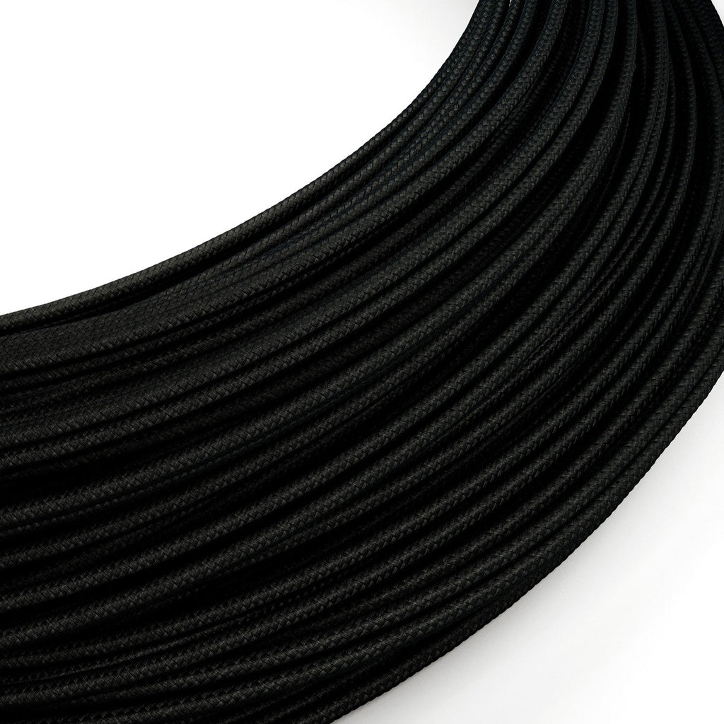 Extra-Low-Voltage-Textilkabel mit Stoffummantelung in Seidenoptik Schwarz RM04