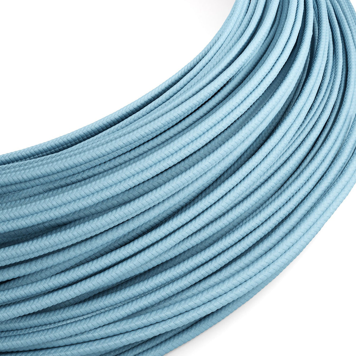 Extra-Low-Voltage-Textilkabel mit Stoffummantelung in Seidenoptik Hellblau RM17