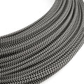 Extra-Low-Voltage-Textilkabel mit Stoffummantelung Zig Zag Weiß Schwarz RZ04