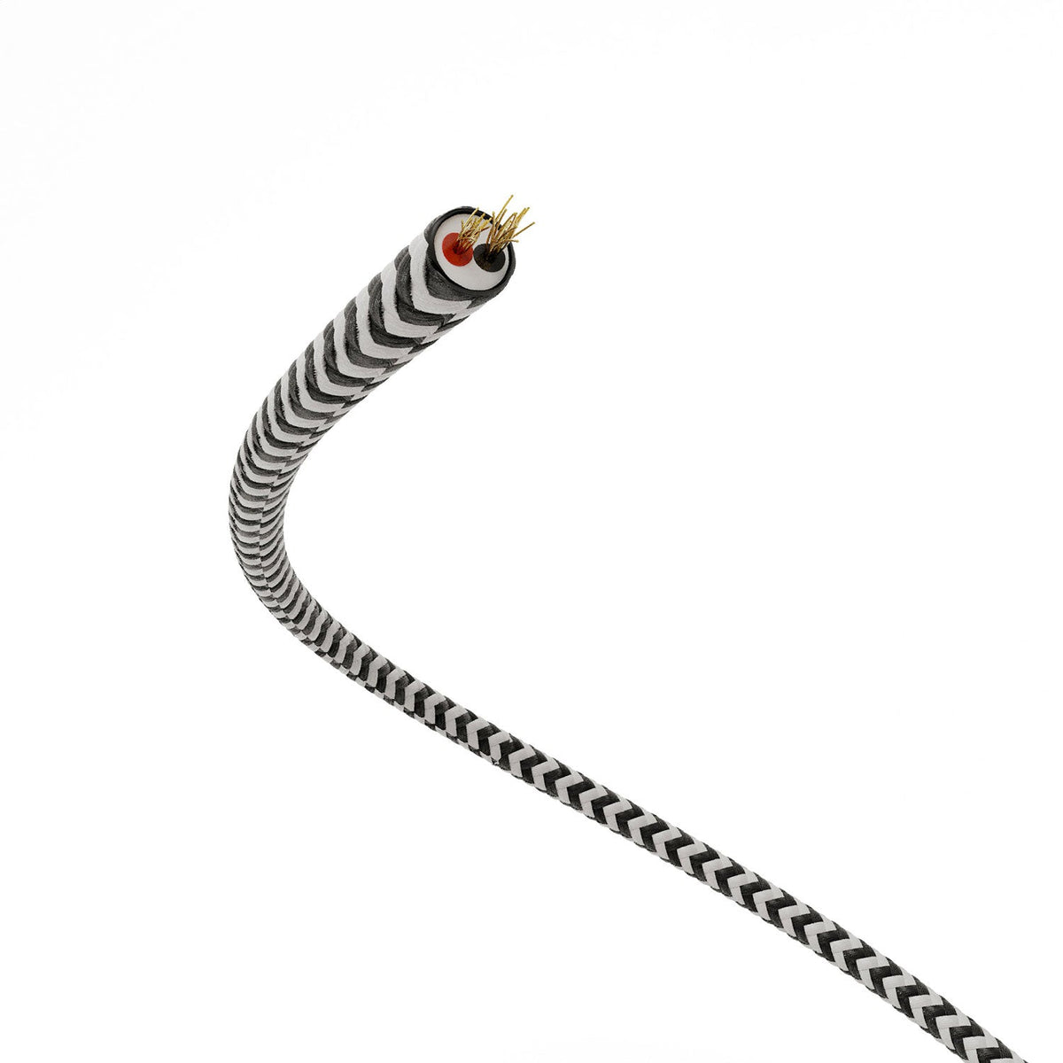 Extra-Low-Voltage-Textilkabel mit Stoffummantelung Zig Zag Weiß Schwarz RZ04 – Ansicht 3