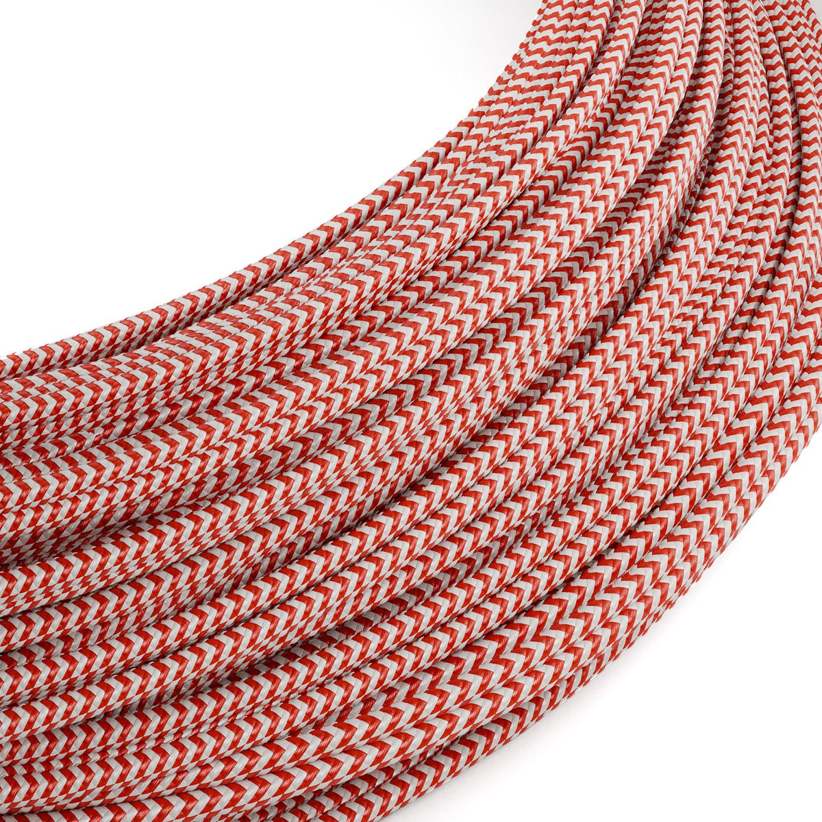 Extra-Low-Voltage-Textilkabel mit Stoffummantelung Zig Zag Weiß Rot RZ09