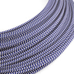 Textilkabel Extra Low Voltage mit Stoff Zig Zag Weiß Blau RZ12 ummantelt