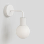 Außenwandleuchte Modulair IP65 mit L-Ausleger und kugelförmigem, bruchsicherem Unbreak-a-Ball-Lampenschirm - Weiß – Ansicht 4
