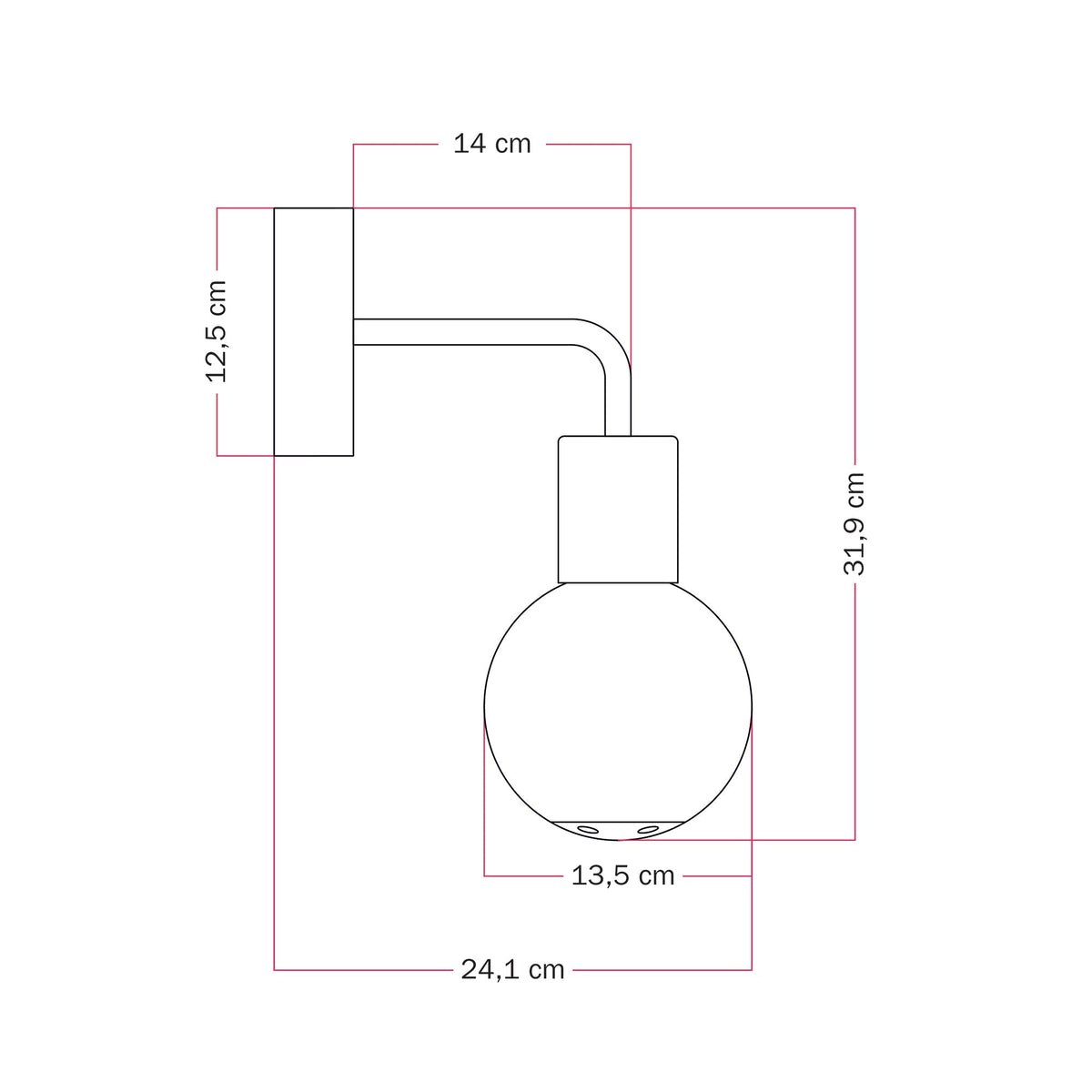 Außenwandleuchte Modulair IP65 mit L-Ausleger und kugelförmigem, bruchsicherem Unbreak-a-Ball-Lampenschirm - Schwarz – Ansicht 7