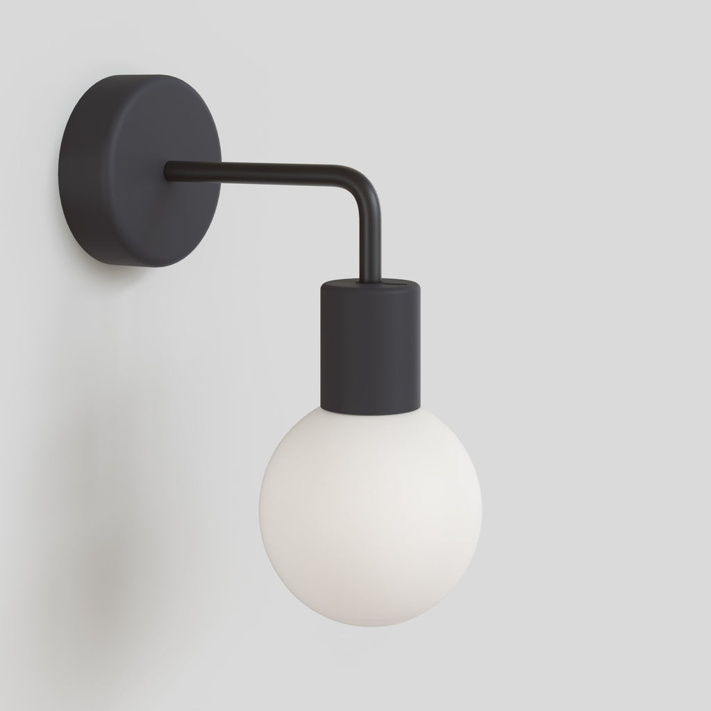 Außenwandleuchte Modulair IP65 mit L-Ausleger und kugelförmigem, bruchsicherem Unbreak-a-Ball-Lampenschirm - Schwarz – Ansicht 4