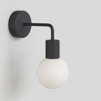 Außenwandleuchte Modulair IP65 mit L-Ausleger und kugelförmigem, bruchsicherem Unbreak-a-Ball-Lampenschirm - Schwarz – Ansicht 4