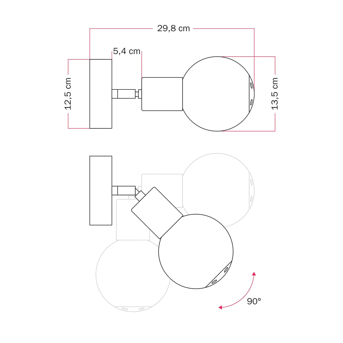 Außenwandleuchte Modulair IP65 mit verstellbarem Gelenk und kugelförmigem, bruchsicherem Unbreak-a-Ball-Lampenschirm - Schwarz – Ansicht 7