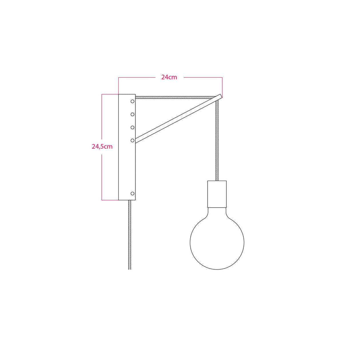 Wandleuchte aus Metall mit 2-poligem Stecker – Weiß – Ansicht 5