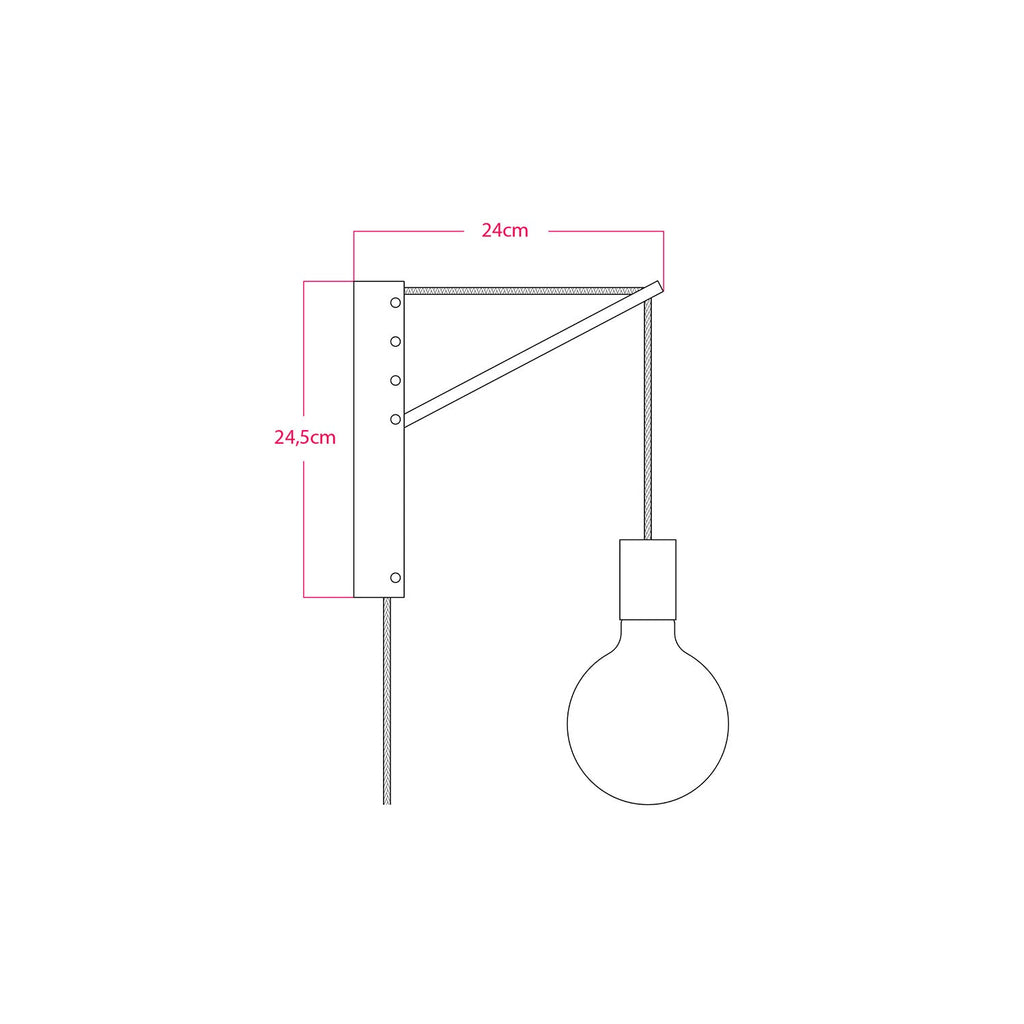 Wandleuchte aus Metall mit zweipoligem Stecker – Schwarz – Ansicht 5