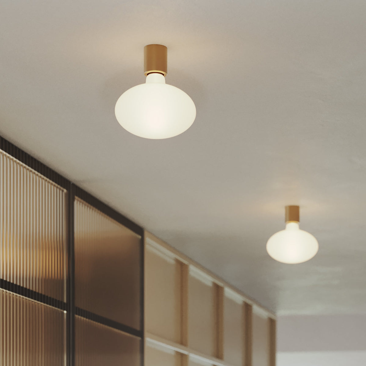 Metall-Wandleuchte mit LED-Glühbirne Ellipse in Porzellanoptik – Satinbronze – Ansicht 3