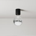 Wandlampe Schwarz mit sichtbarer Halbkugel-Glühbirne in Silber – Wasserdicht IP44 – IO