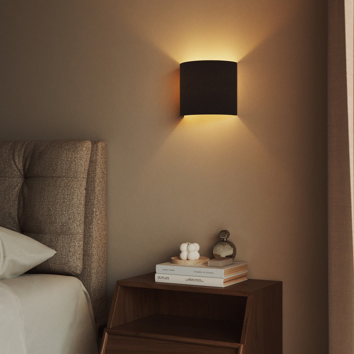 Wandleuchte Ventola mit Stoffschirm – Made in Italy – Dunkelgraue Wolle – Ansicht 2