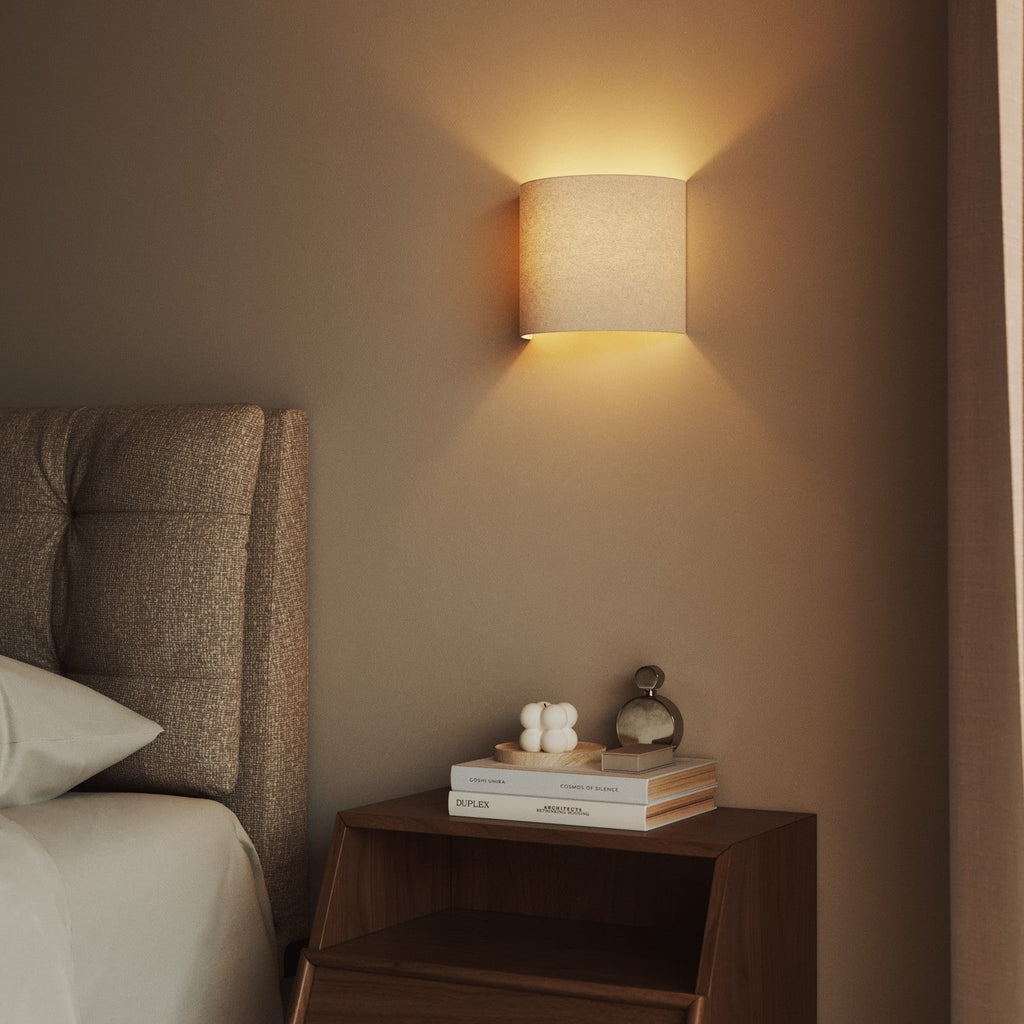 Wandleuchte Ventola mit Lampenschirm aus Stoff – Made in Italy – Wolle Sand – Ansicht 2