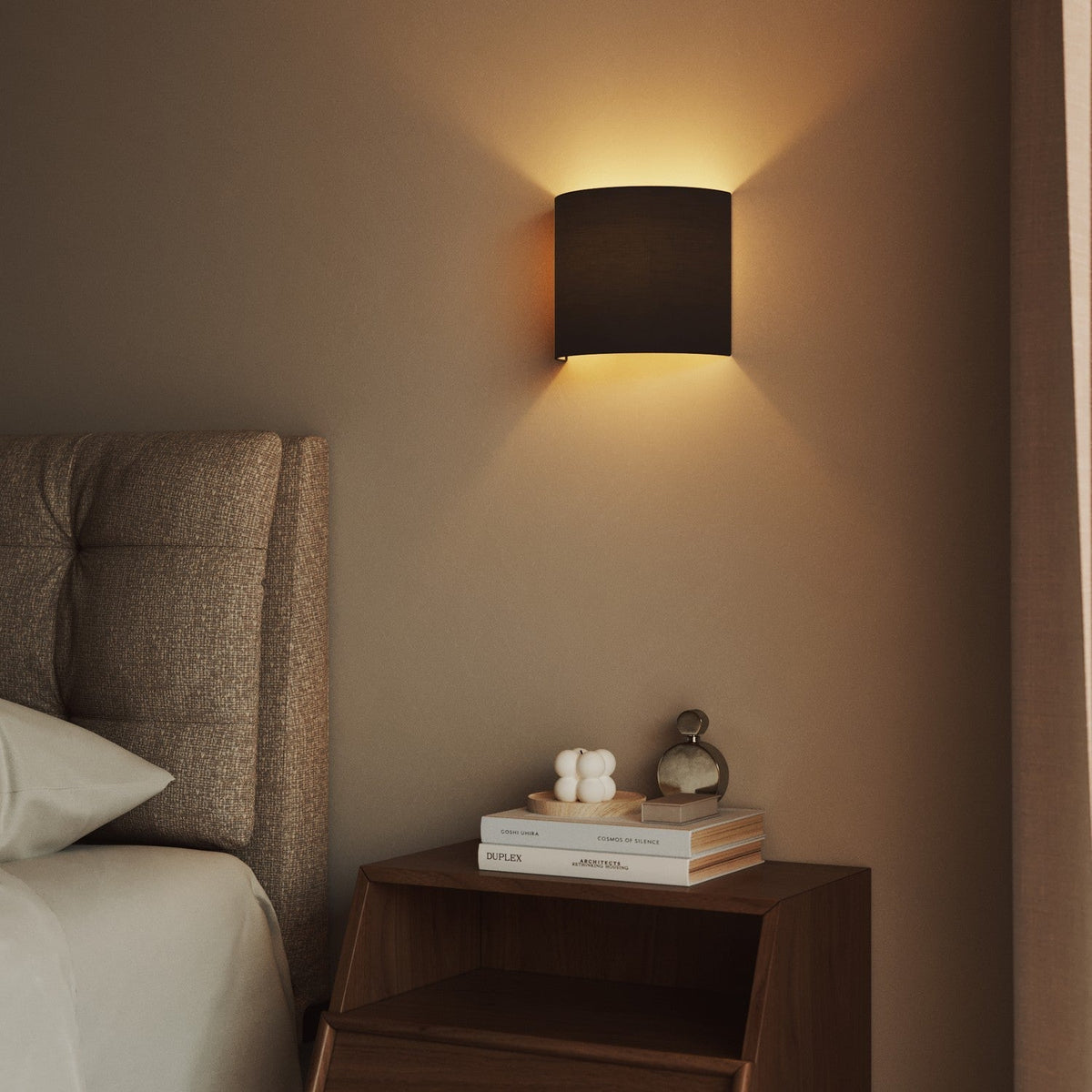 Wandleuchte Ventola mit Lampenschirm aus Stoff – Made in Italy – Stoff Antrazit – Ansicht 2