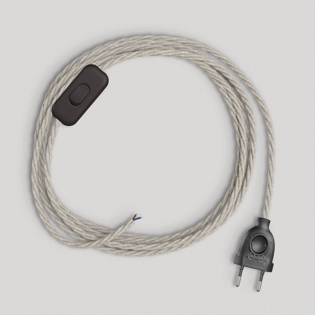 Lampenkabel mit 1,80 m weißem, geflochtenem Kabel – Ansicht 4