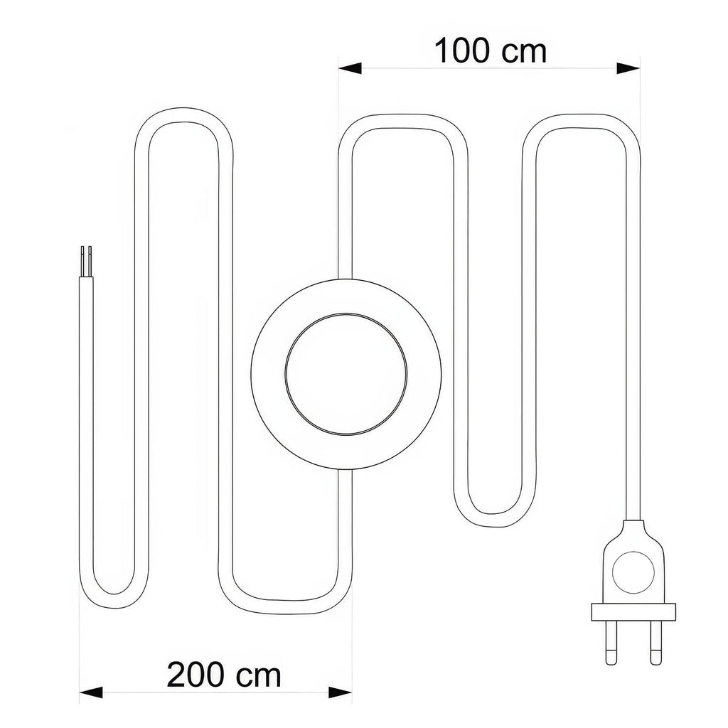 Verkabelung für Lampe mit weißem, geflochtenem Kabel 3 m – Ansicht 3