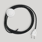 Lampenkabelsatz für Lampe mit schwarzem, geflochtenem Textilkabel, 3 m