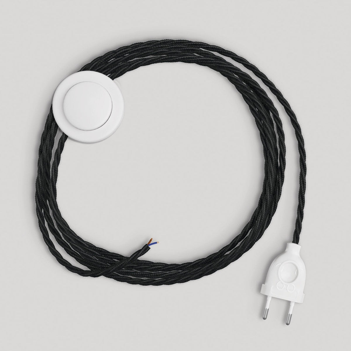 Lampenkabelsatz für Lampe mit schwarzem, geflochtenem Textilkabel, 3 m