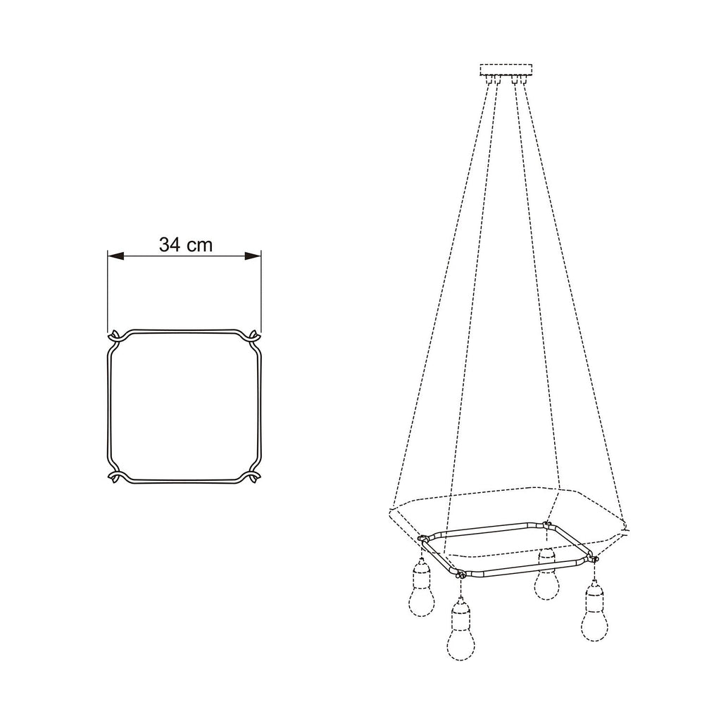 Cage Quadrat – Struktur für Kronleuchter – Schwarz – Ansicht 4