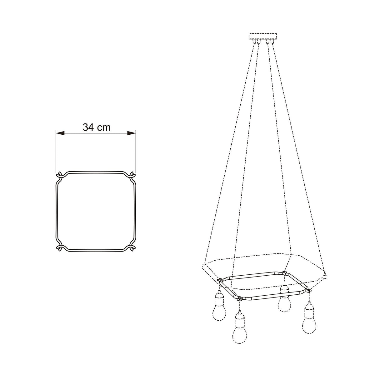 Cage Quadrato – Gestell für Kronleuchter – Transparent – Ansicht 4