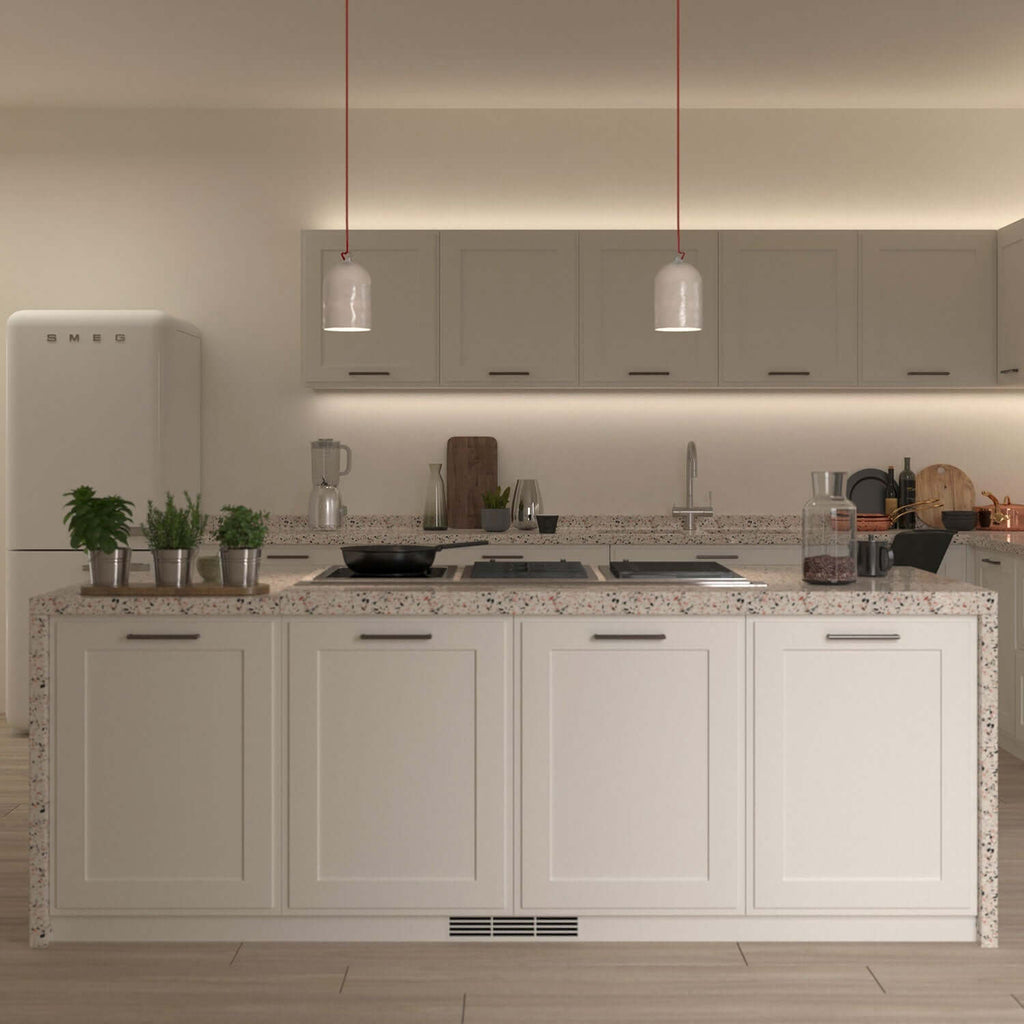 Campana Mini, XS-Lampenschirm aus Keramik für Pendelleuchten – Made in Italy – Glänzend Weiß – Ansicht 2
