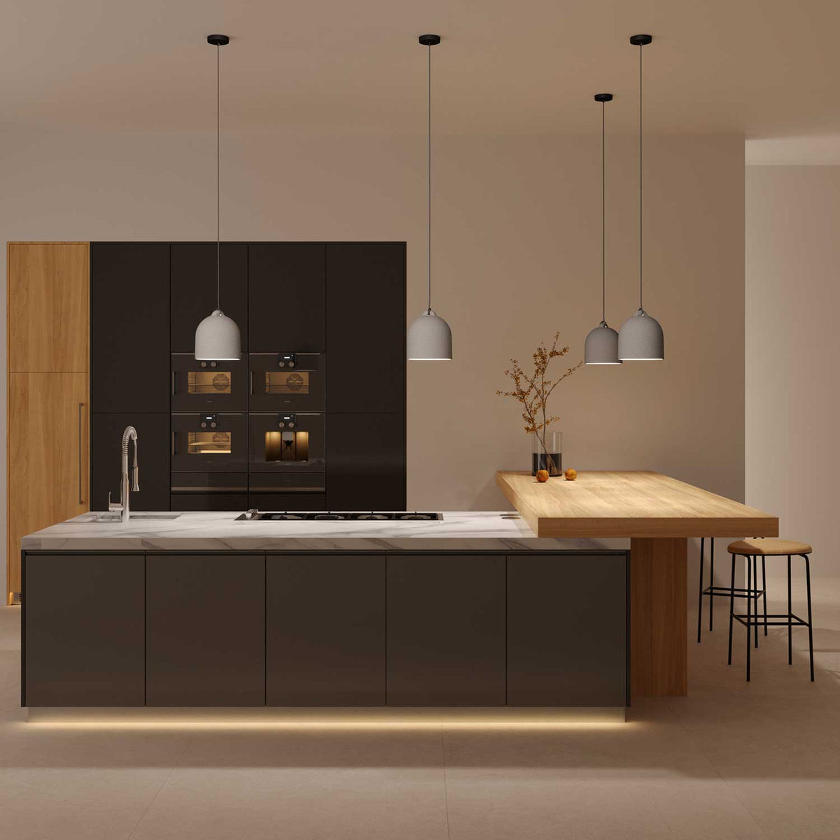 Campana, mittlerer Keramiklampenschirm für Pendelleuchten – Made in Italy – Betonoptik – Ansicht 2