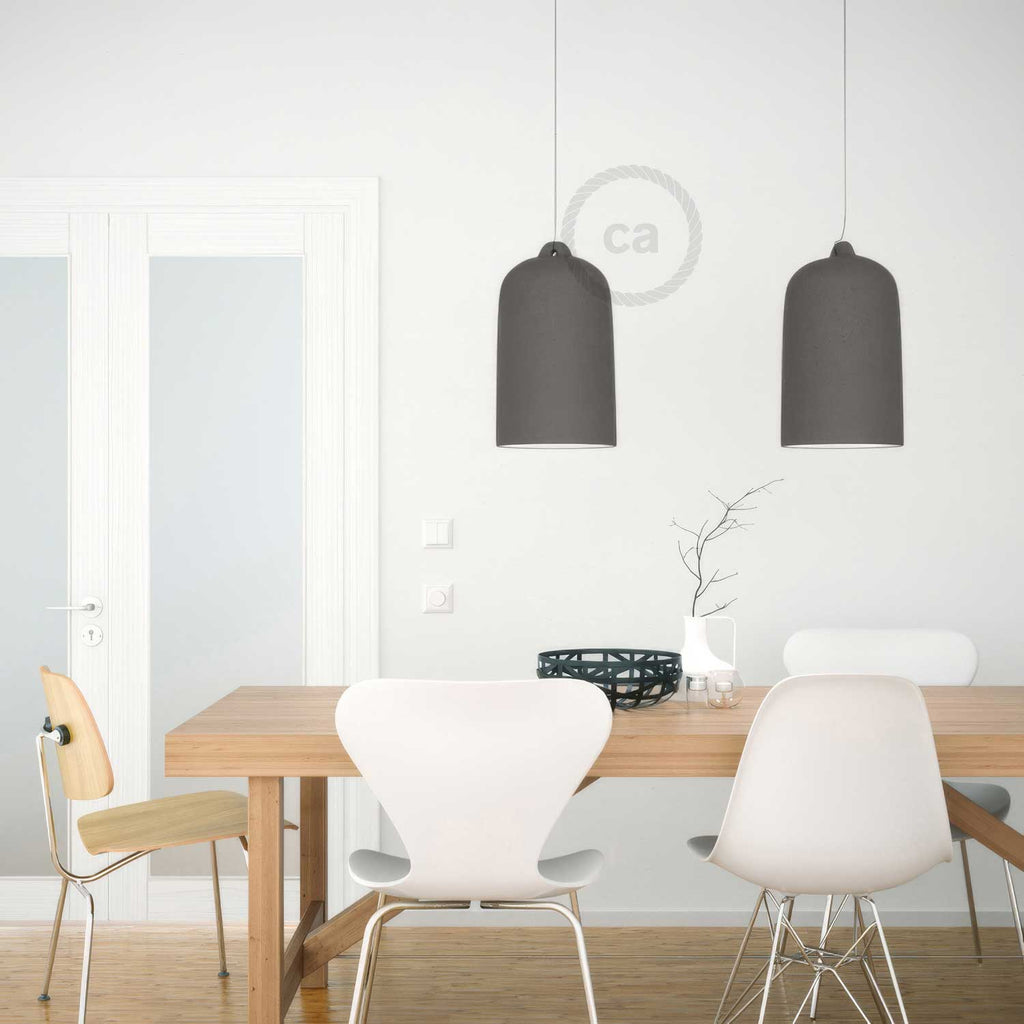 Campana, XL-Lampenschirm aus Keramik für Pendelleuchten - Made in Italy - Betonoptik – Ansicht 3