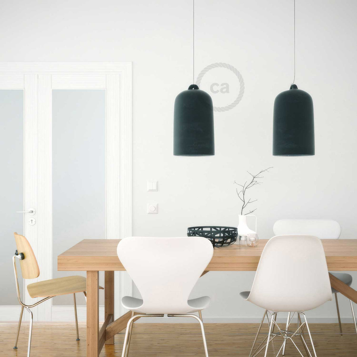 Campana, XL-Keramik-Lampenschirm für Pendelleuchten – Made in Italy – Tafel-Optik – Ansicht 3