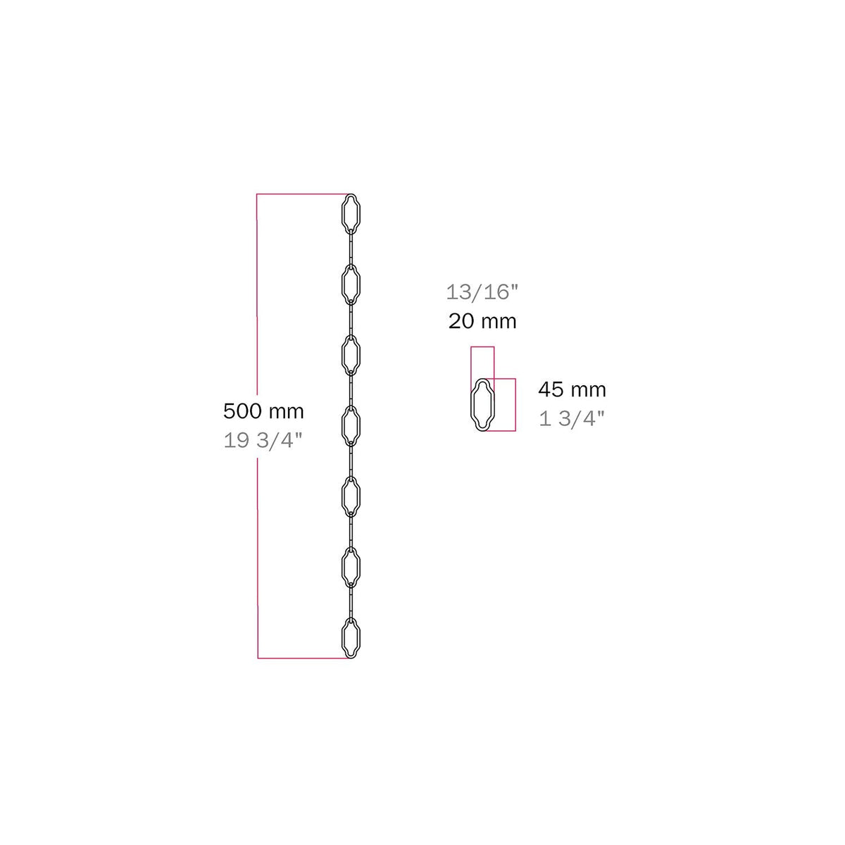 Kathedral‑Kette aus Eisen für Kronleuchter und Pendelleuchten – Länge 50 cm – Ansicht 4