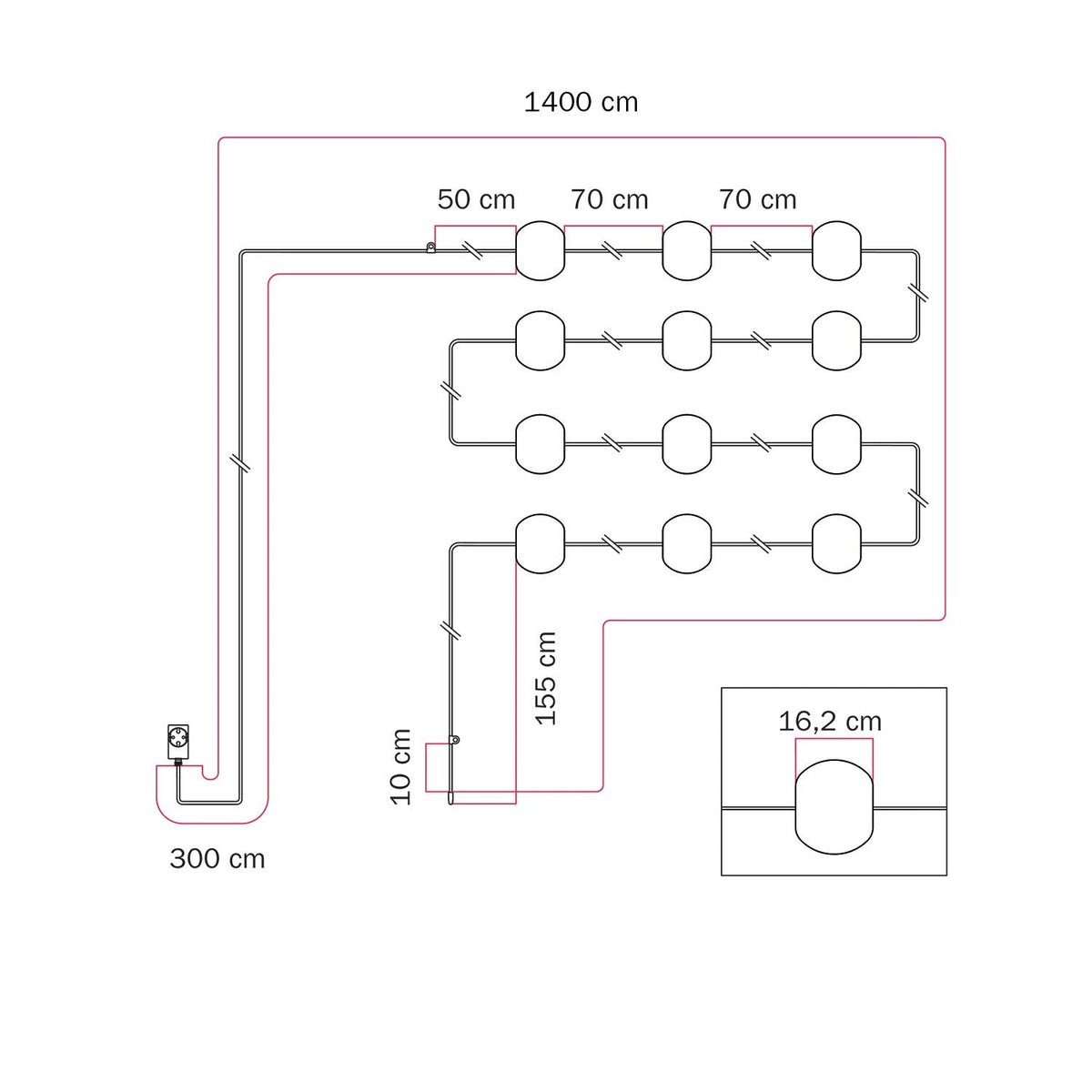 Lichterkette 12 Lichtpunkte für den Außenbereich IP67 Weiß Sand - Marina12 Cherry – Ansicht 8