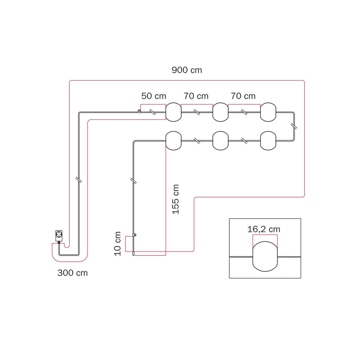 Lichterkette 6 Lichtpunkte für Außenbereich IP67 Olivgrün - Marina6 Cherry – Ansicht 8