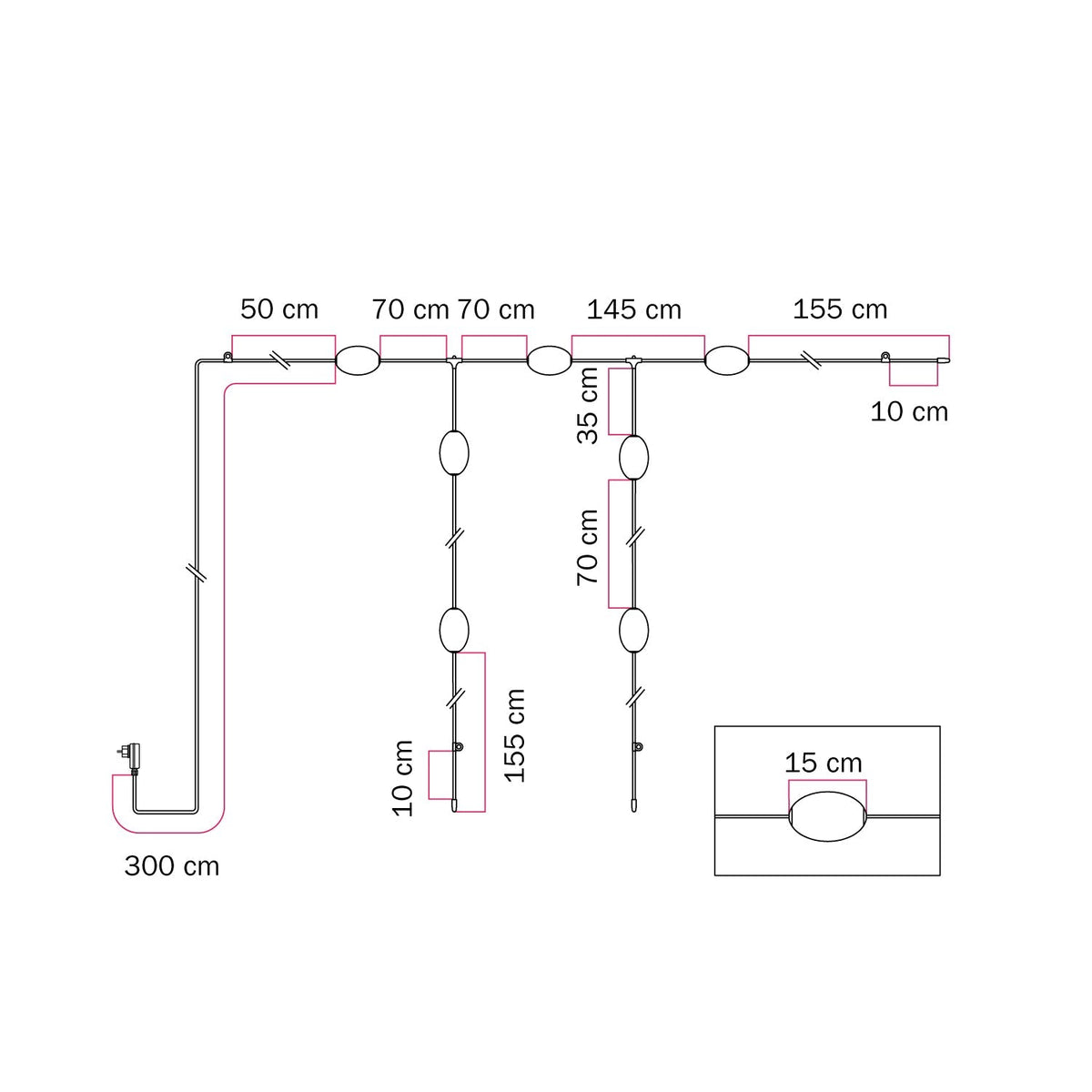 Netz-Lichterkette für den Außenbereich, 7 Lichtpunkte, IP67 Olivgrün - Marina GRID – Ansicht 11