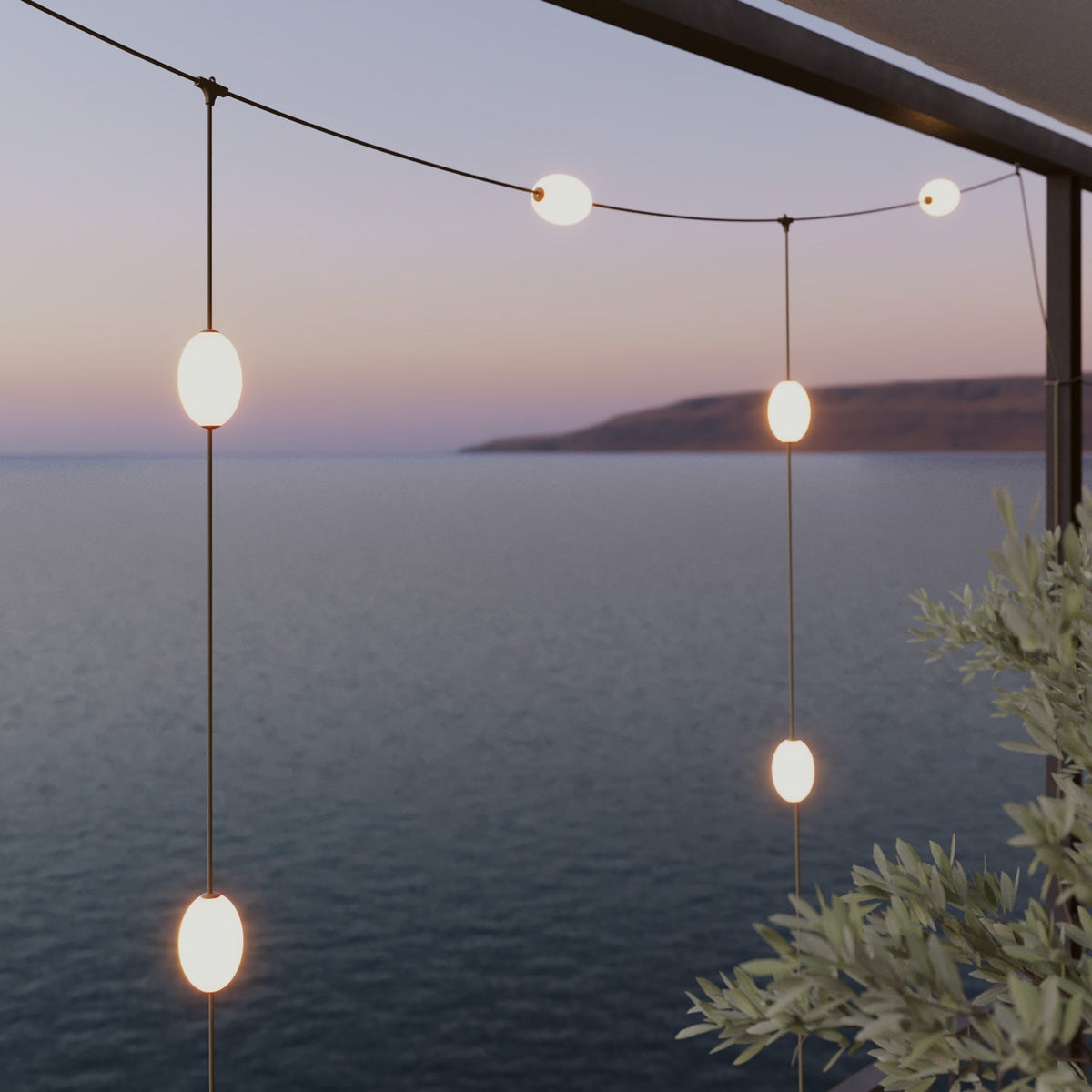 Netz-Lichterkette für den Außenbereich, 7 Lichtpunkte, IP67 Olivgrün - Marina GRID – Ansicht 3