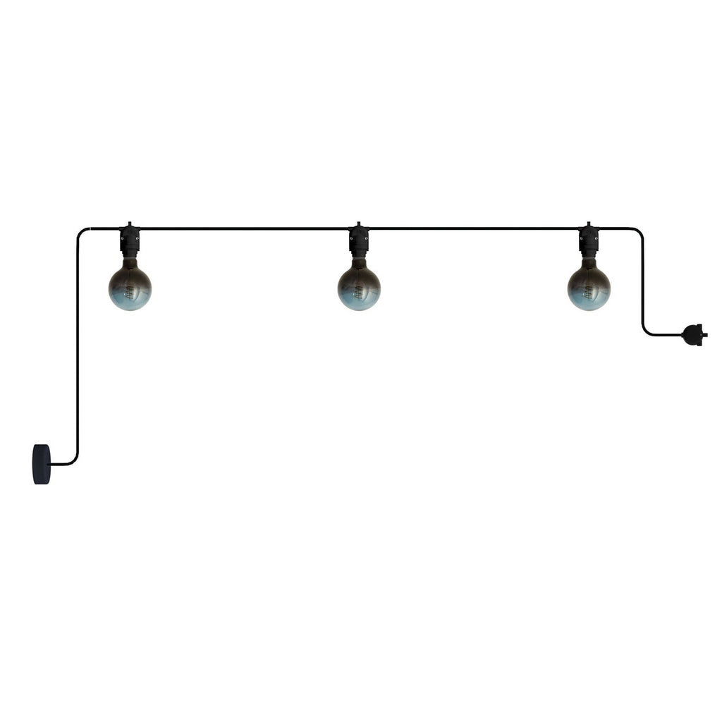 Außen-Lichterkette Modulair IP65 mit 3 Leuchten und Baldachin – Schwarz