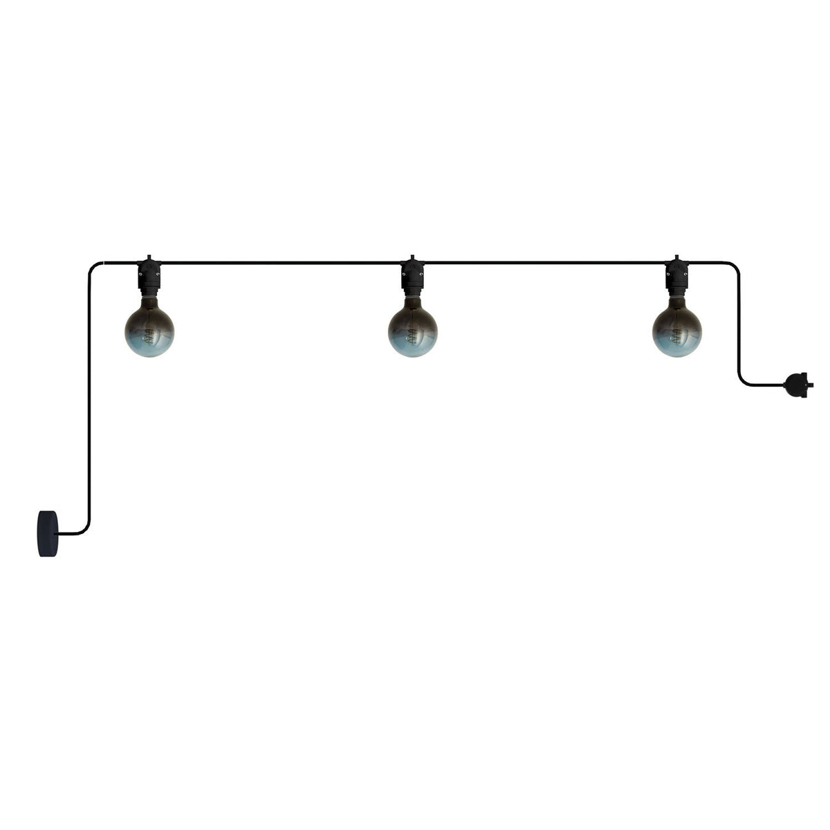 Außen-Lichterkette Modulair IP65 mit 3 Leuchten und Baldachin – Schwarz