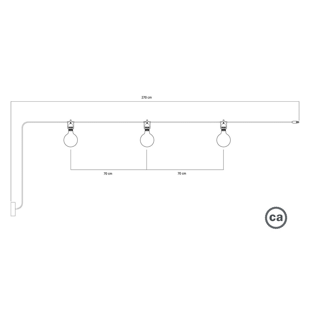Außen-Lichterkette Modulair IP65 mit 3 Leuchten und Baldachin – Schwarz – Ansicht 5