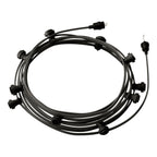 Lichterketten-System Lumet, 12,5 m mit Textilkabel CM03, 10 Lampenfassungen, Haken und Stecker schwarz