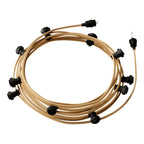 Lumet-System Lichterkette 12,5 m mit Textilkabel CN06, 10 Lampenfassungen, Haken und Steckern in Schwarz