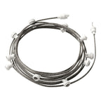 Lumet-Kettenlichtsystem 12,5 m mit Textilkabel ECC37, 10 Fassungen, Haken und weiße Stecker