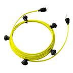 Kettenlicht Lumet-System und 7,5 m mit CF10-Stoffkabel, 5 Fassungen, Haken und schwarzen Stecker