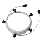 System Lumet Lichterkette 7,5 m mit Textilkabel CM02, 5 Fassungen, schwarzer Haken und Stecker