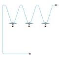 Lichterkette System Lumet 'Maioliche' 10 m mit Textilkabel, 3 Fassungen und blauen Schirmen, Haken und schwarzer Stecker