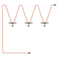 Lichterkette System Lumet 'Maioliche' 10 m mit Textilkabel, 3 Lampenfassungen und roten und grünen Lampenschirmen, Haken und schwarzer Stecker