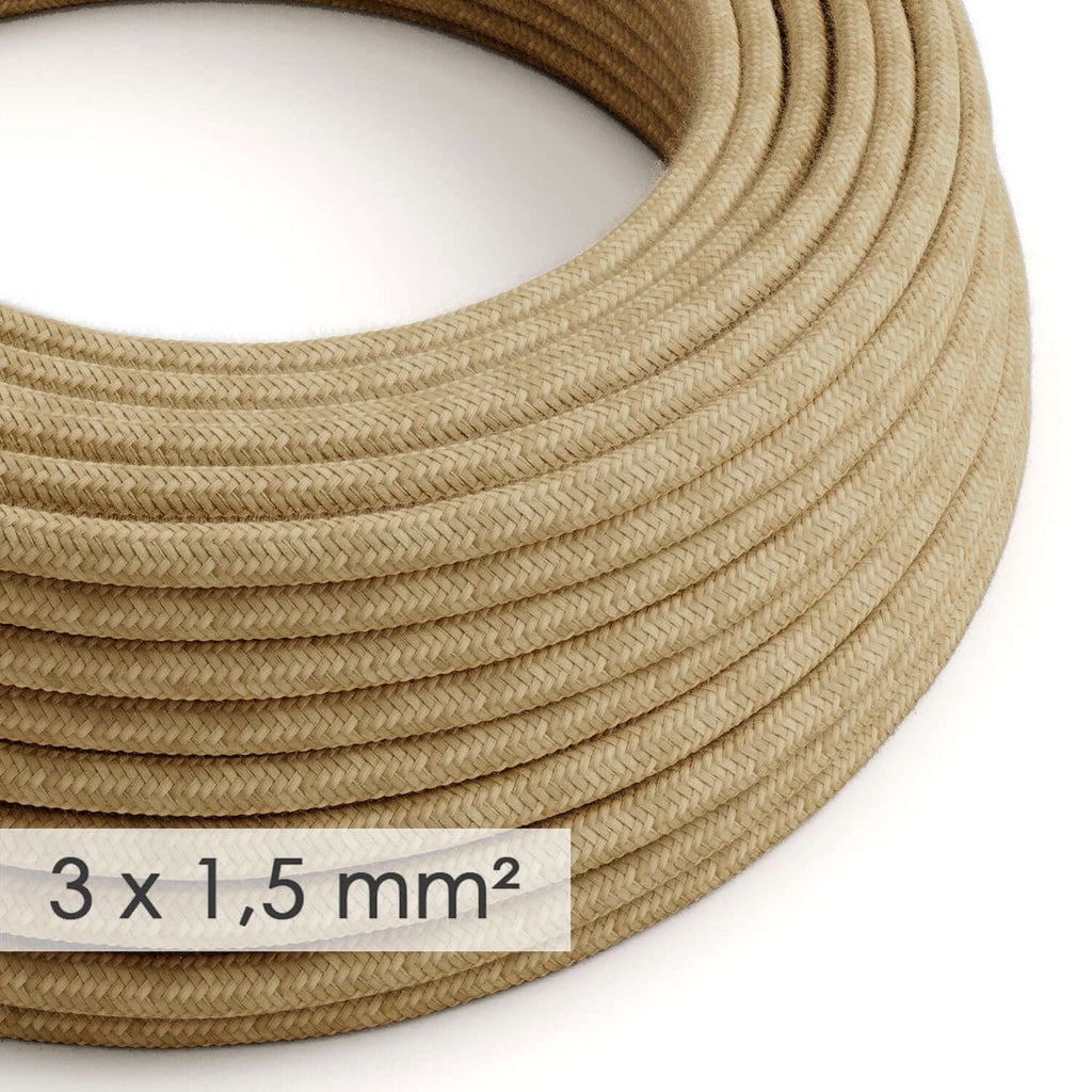 Rundes Textilkabel mit großem Querschnitt 3x1,50 – Jute RN06