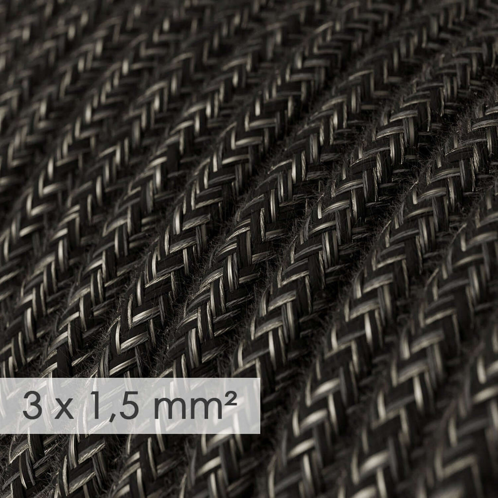 Elektrokabel mit großem Querschnitt 3x1,50 rund - Naturleinen Anthrazit RN03 – Ansicht 2