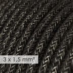 Elektrokabel mit großem Querschnitt 3x1,50 rund - Naturleinen Anthrazit RN03 – Ansicht 2