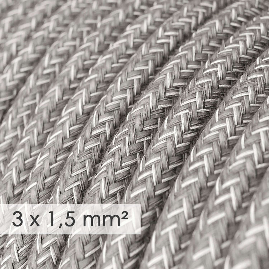 Rundes Textilkabel mit großem Querschnitt 3x1,50 – Naturleinen Grau RN02 – Ansicht 2