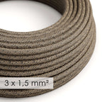 Textilkabel mit großem Querschnitt 3x1,50 rund – natur Leinen Braun RN04