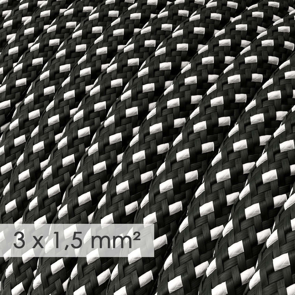 Rundkabel für Strom mit großem Querschnitt 3x1,50 – Stoffüberzug mit seidigem 3D-Sternenrelief RT41 – Ansicht 2